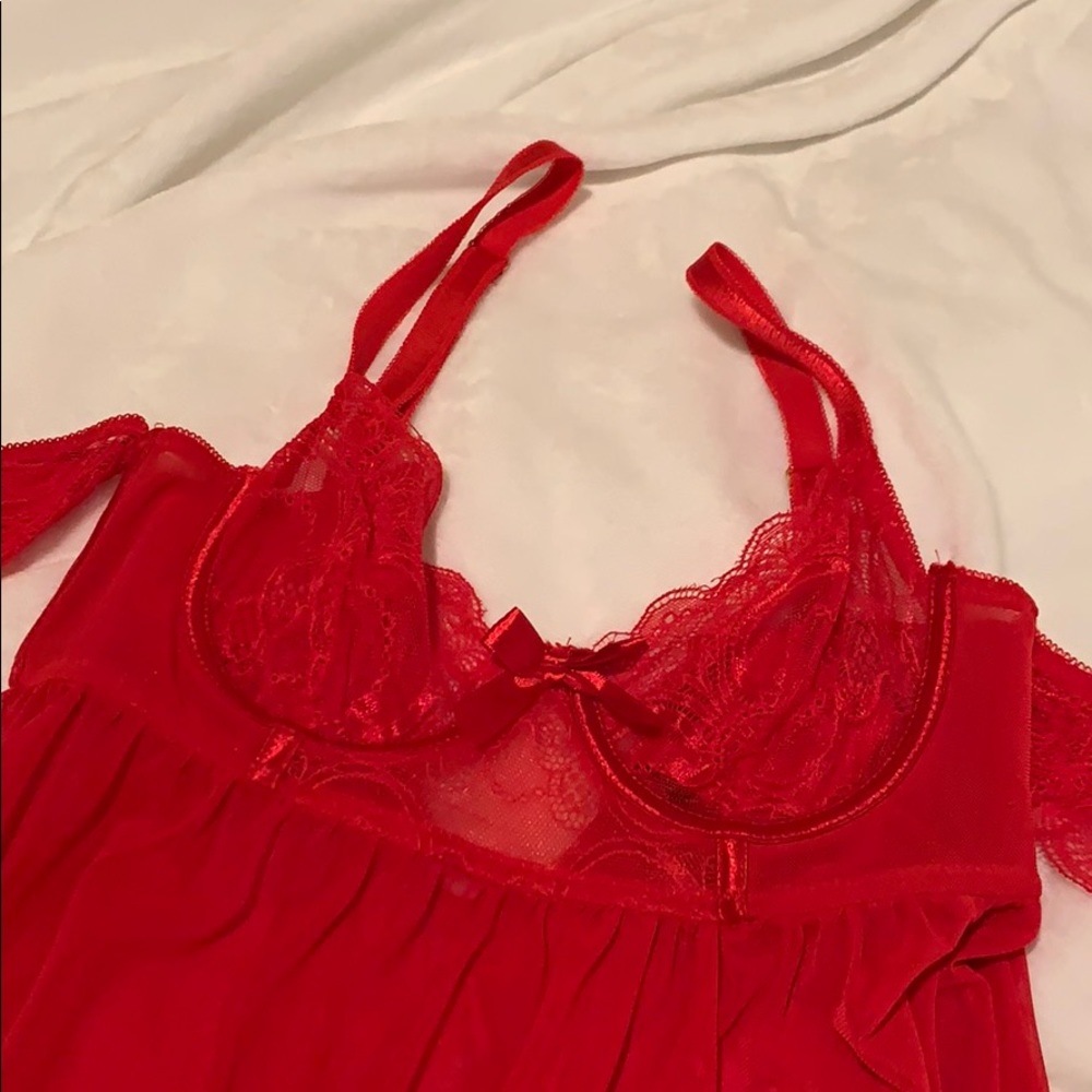 Dolls Kill Red Teddy with Shoulder Detail